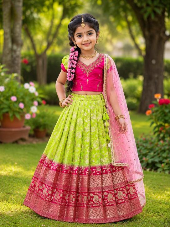 RangTarang Mono Silk Indian wholesale kids lehengha choli
